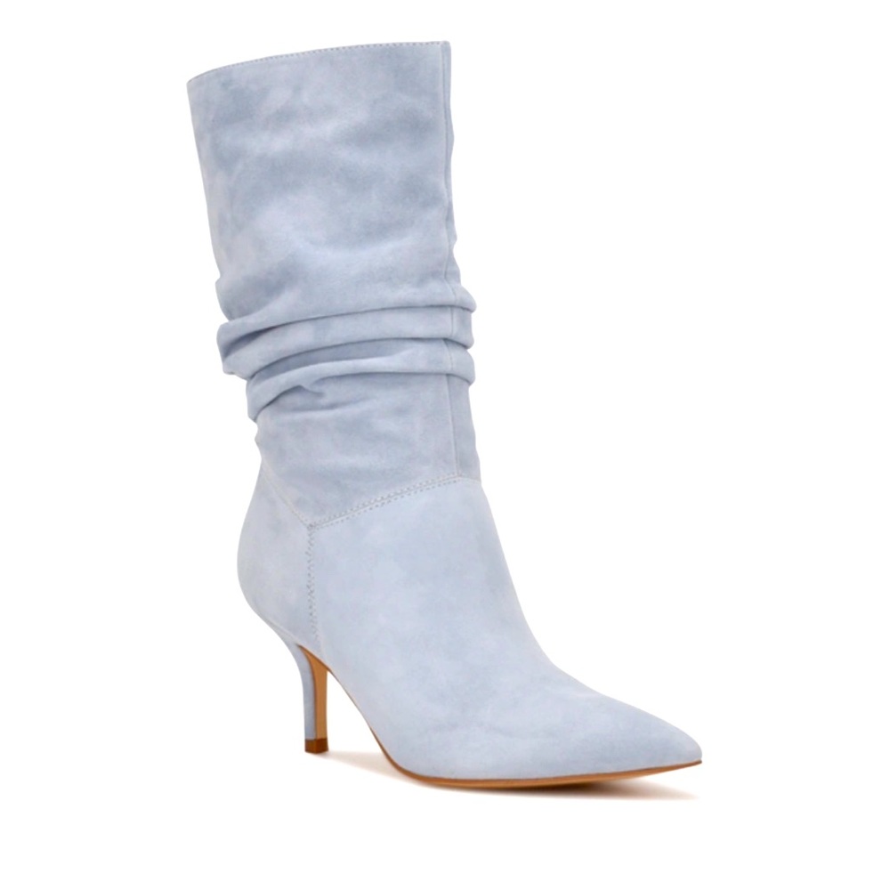Mid Calf Suede Boots in Light Blue - New in Box - Gorgeous/Only Owner